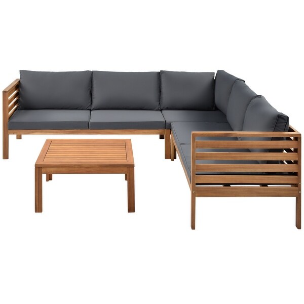 Wood Structure Outdoor Sectional Sofa Set with Two-person Sofa Plus Corner Sofa and Coffee Table， Water-resistant and UV Protected - Overstock - 37254210