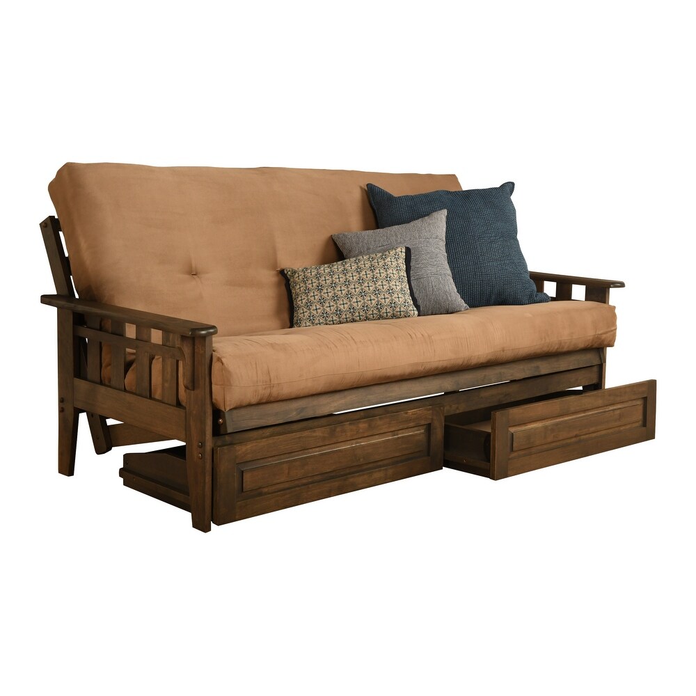 Somette Tucson Rustic Walnut Full size Futon Set with Storage Drawers