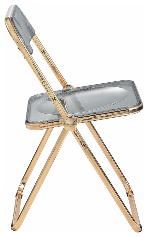 Lawrence Acrylic Folding Chair With Gold Frame Set of 2   Contemporary   Folding Chairs And Stools   by LeisureMod  Houzz