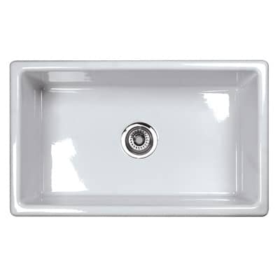 Rohl 18 Shaws Classic White Single Bowl Modern Undermount Fireclay Kitchen Sink