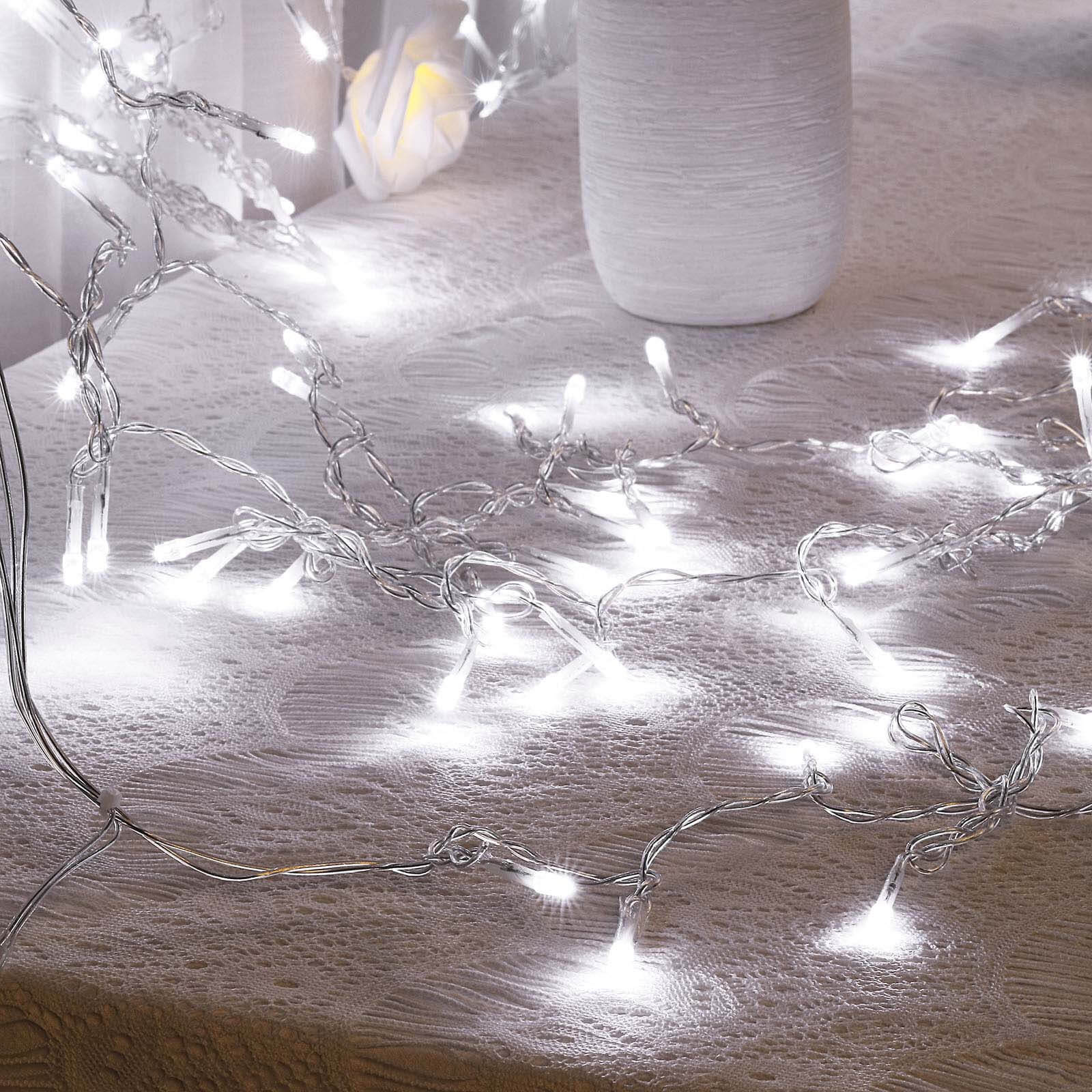 Cool White 300 LED Icicle Curtain Fairy String Lights with 8 Modes 10ft