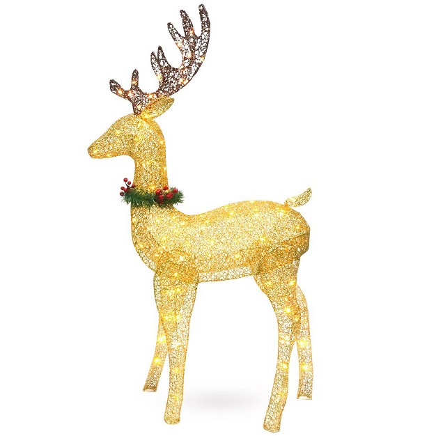 Joiedomi 5ft Gold Buck With Wreath amp ribbon Yard Light Christmas Outdoor Deer Yard Lights Decor