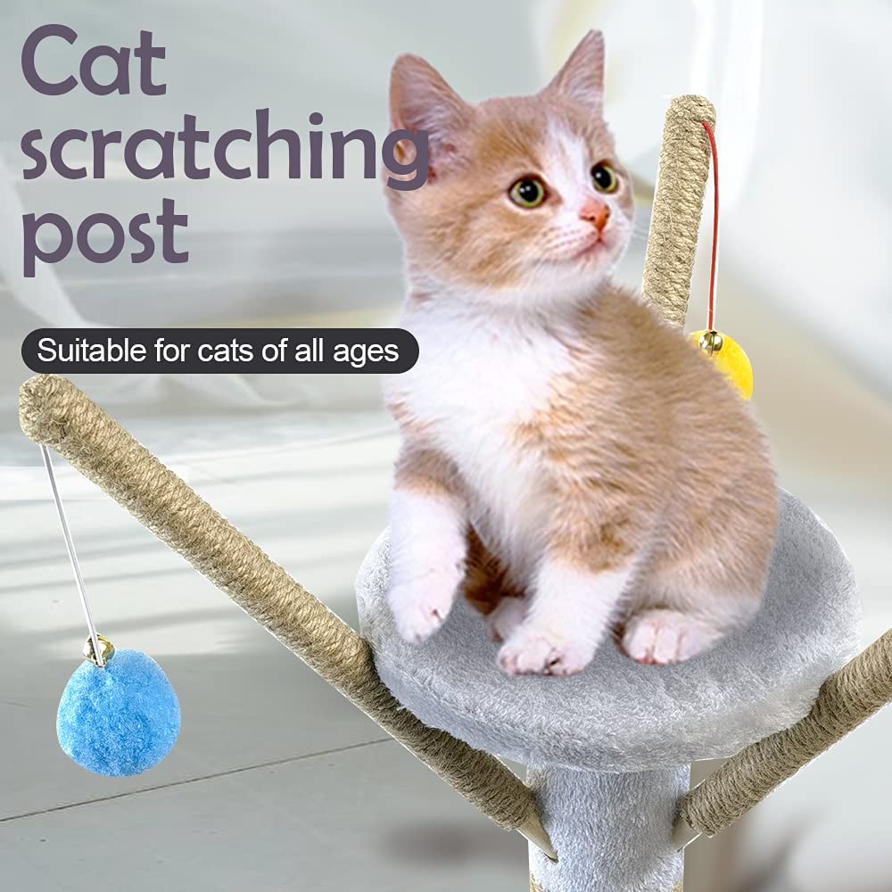 PinkSheep 24 Cat Scratching Post Cat Tree Scratcher Pole with Sisal Toys Board Pad Tower for Indoor Cat