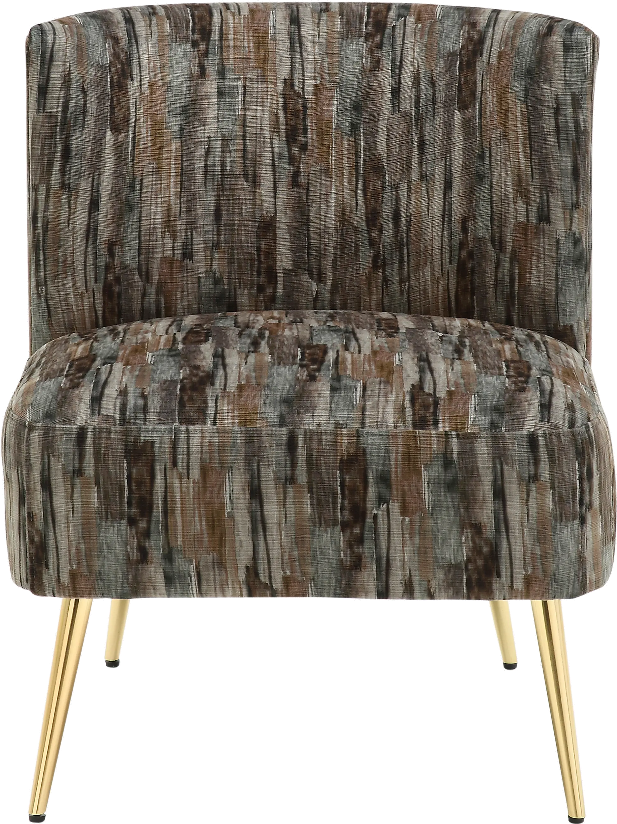 Contemporary Gray Slipper Chair with Gold Legs - Luna