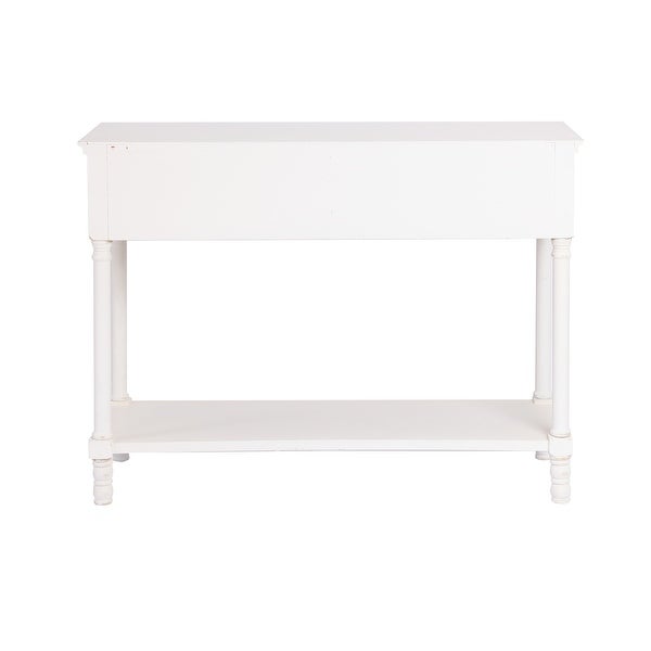 Distressed White Wood 2-Drawer 1-Shelf Console and Entry Table