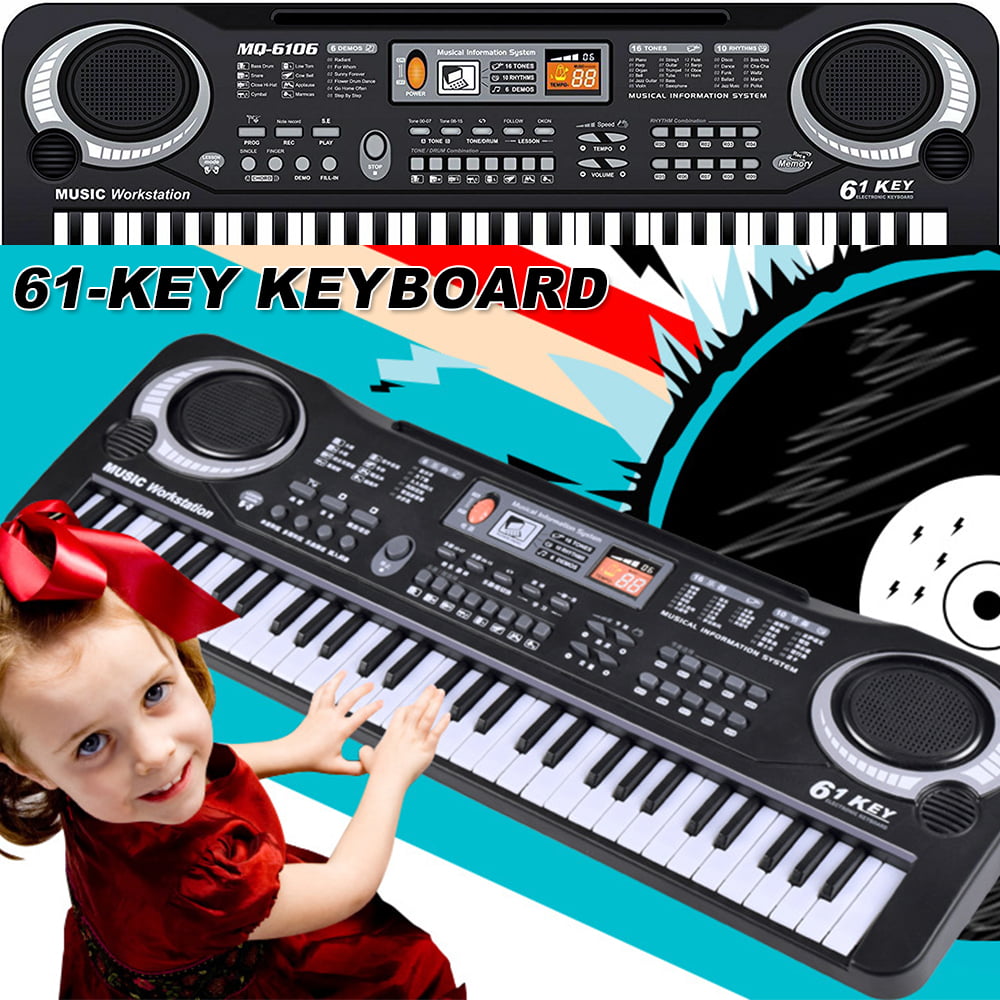 HOTBEST Piano Keyboard for kids 61 key with Microphone ， Musical Interactie Teaching Piano Keyboard Powered or USB with Manual