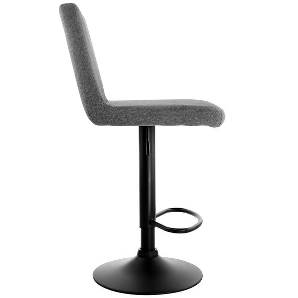 Elama 2 Piece Adjustable Fabric Bar Stool in Gray with Black Base