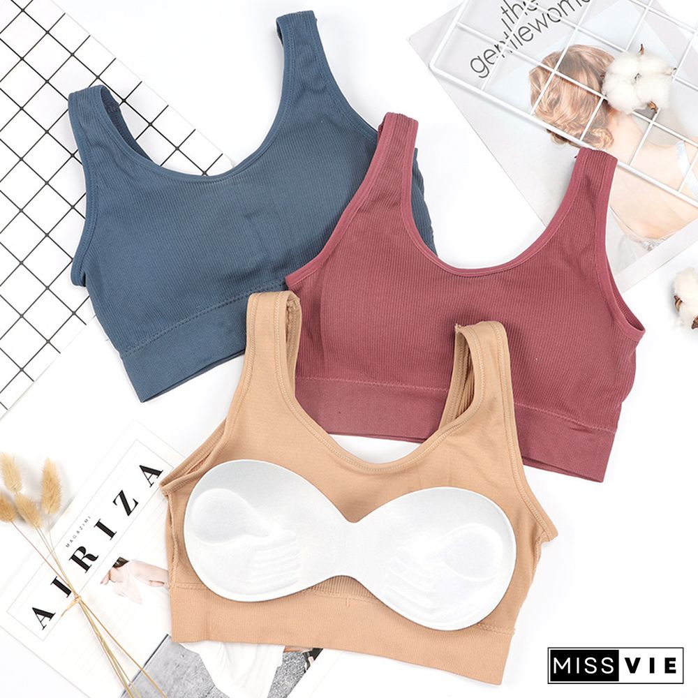 Women Tank Crop Top Seamless Sport Camisole Underwear Push Up Bra Sports Sleeveless Tops