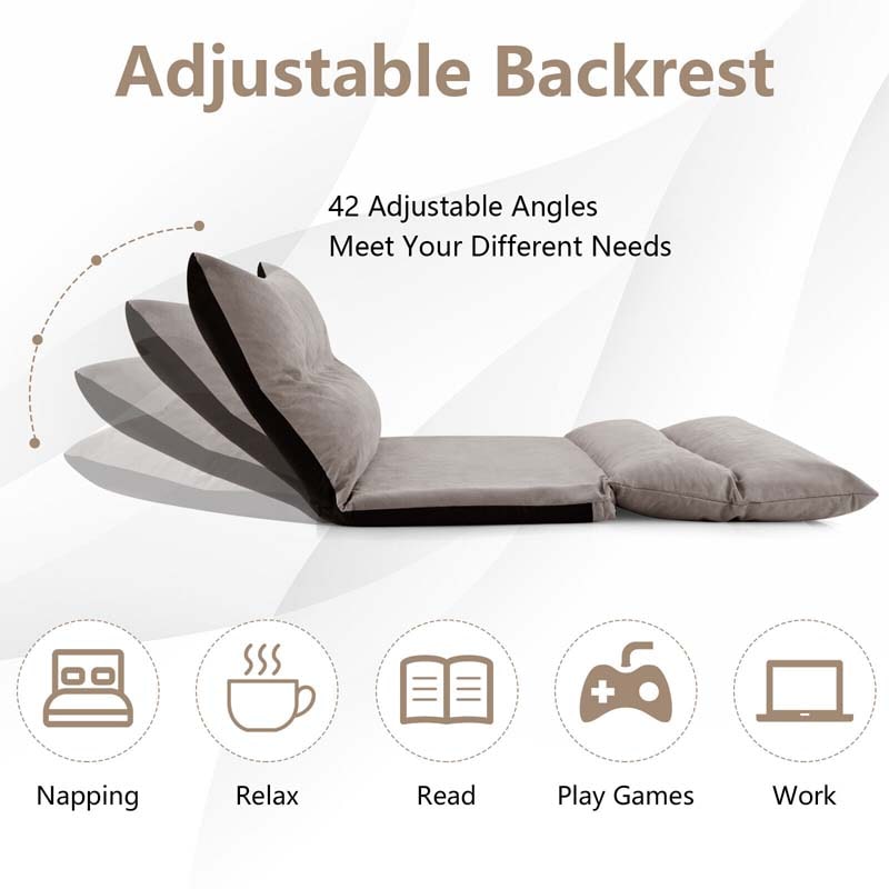 Adjustable Floor Sofa Bed, Foldable Lazy Couch Bed Convertible Sofa Sleeper with 2 Lumbar Pillows