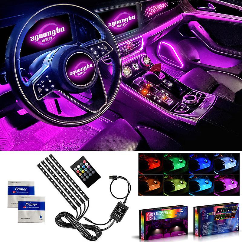 Sole Voice-activated Led Car Rhythm Light-48 Lamp Beads Remote Control + Voice Control (car Charger) (a Set)