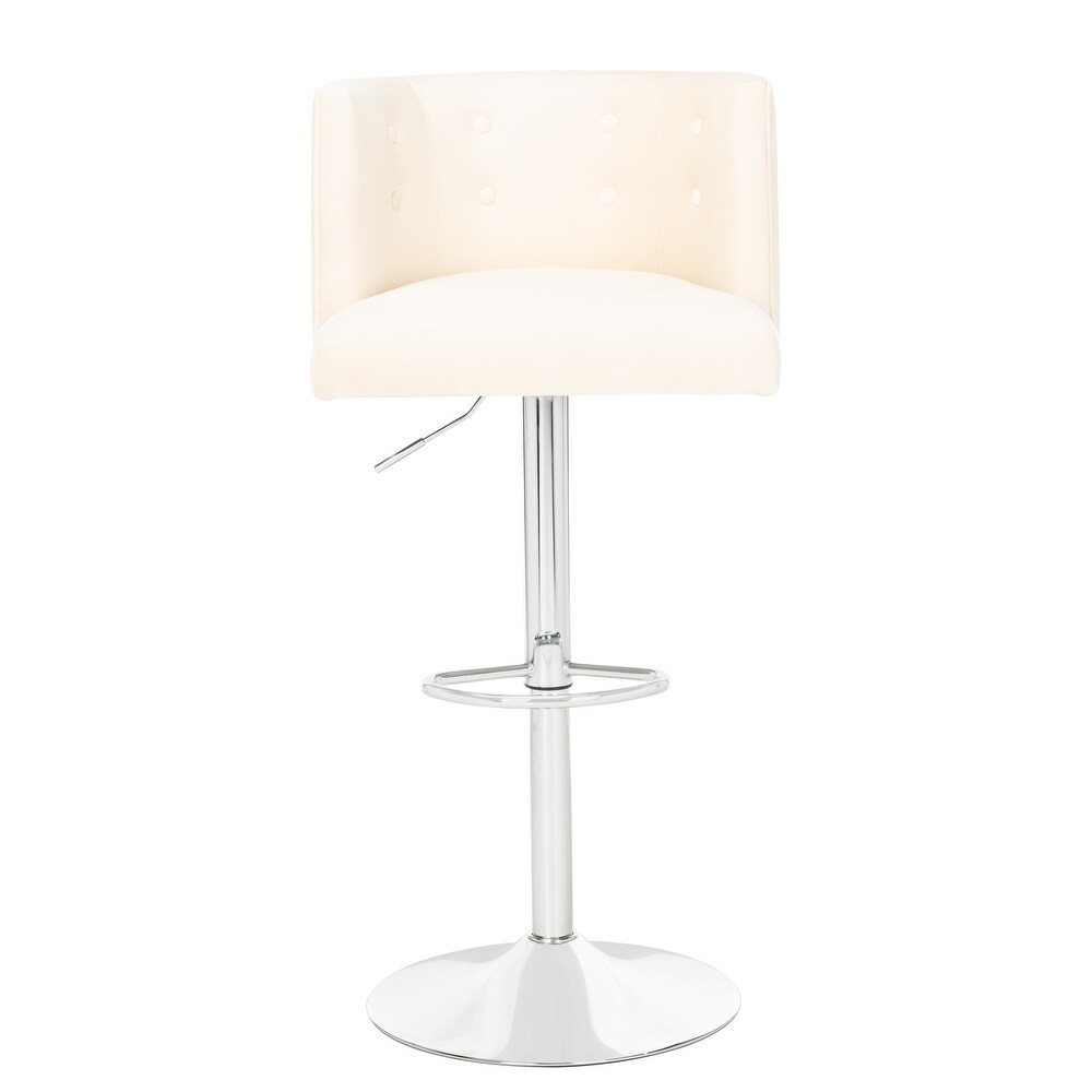 SAFAVIEH Couture Zayna Velvet/ Chrome Adjustable Bar Stool   21.3\