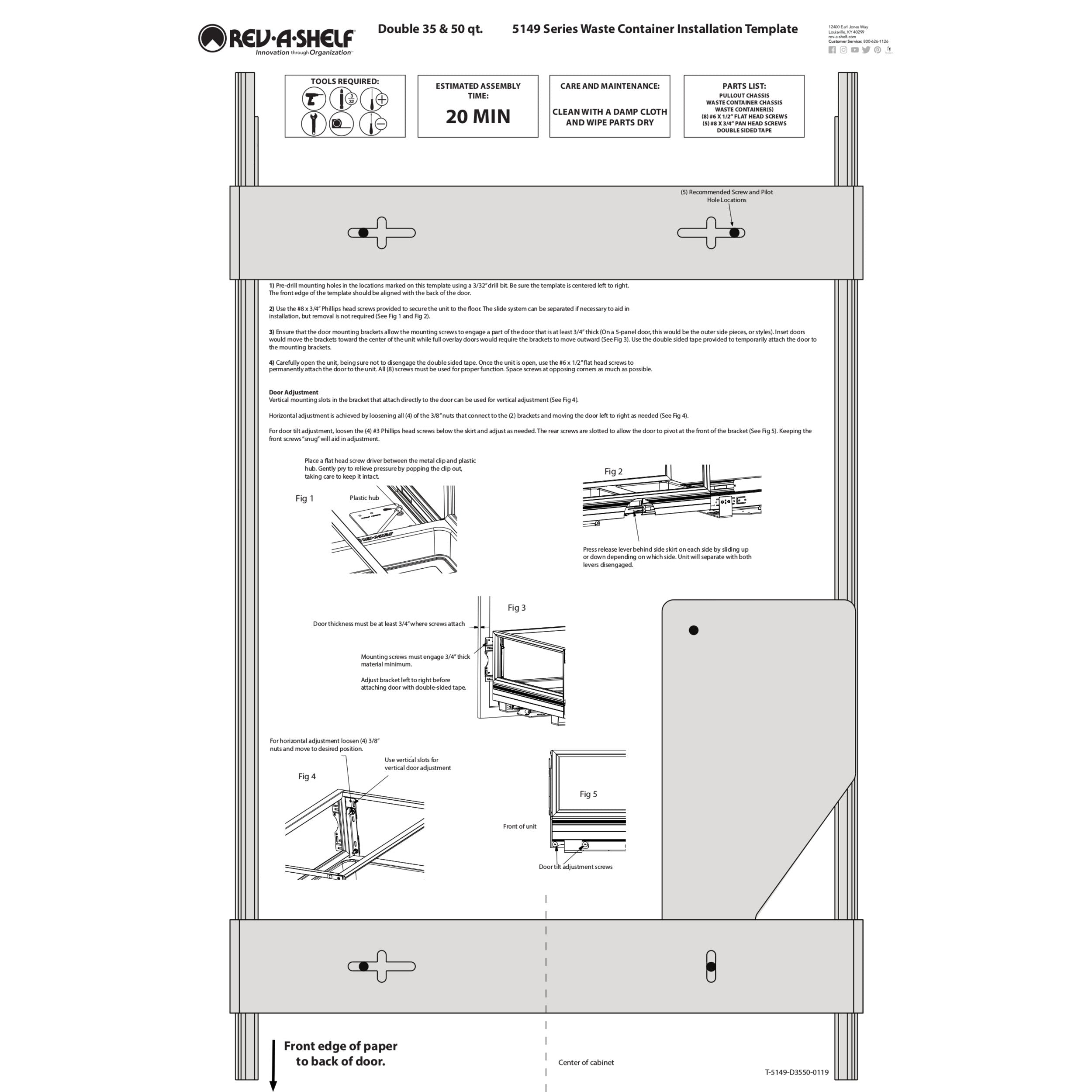 Rev-A-Shelf 5149-18DM-211 Double 35 Qt Pullout Cabinet Trash Can w/ Rev-A-Motion