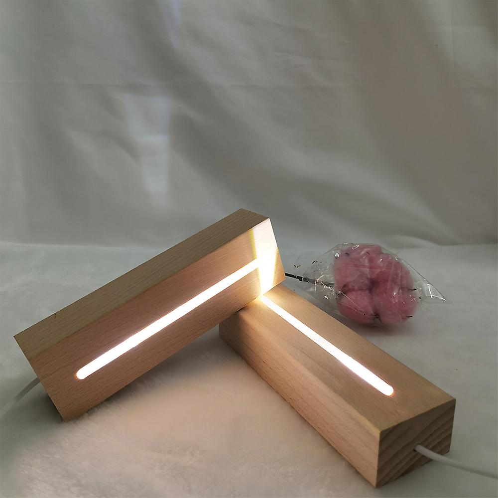 Rectangle Solid Beech Wooden Led Base For Resin Letter Lamp Acrylic Glass Resin Art Wood Light Display Base Led Stand Dropship