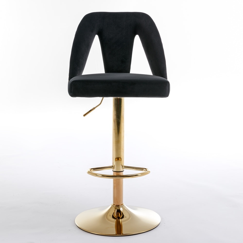 Stylish Velvet Bar Stool   360° Swivel   Adjustable Height 25 33 Inch