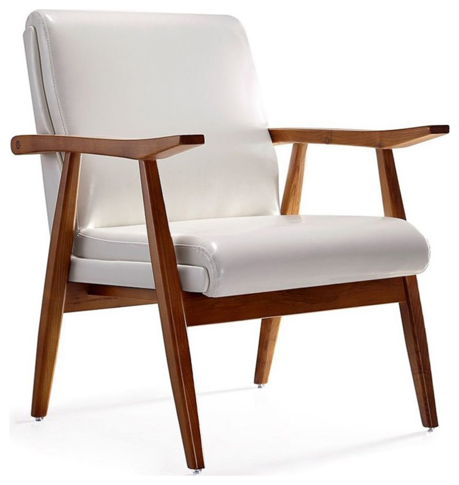 Manhattan Comfort ArchDuke Faux Leather Accent Chair in White/Amber   Midcentury   Armchairs And Accent Chairs   by Homesquare  Houzz