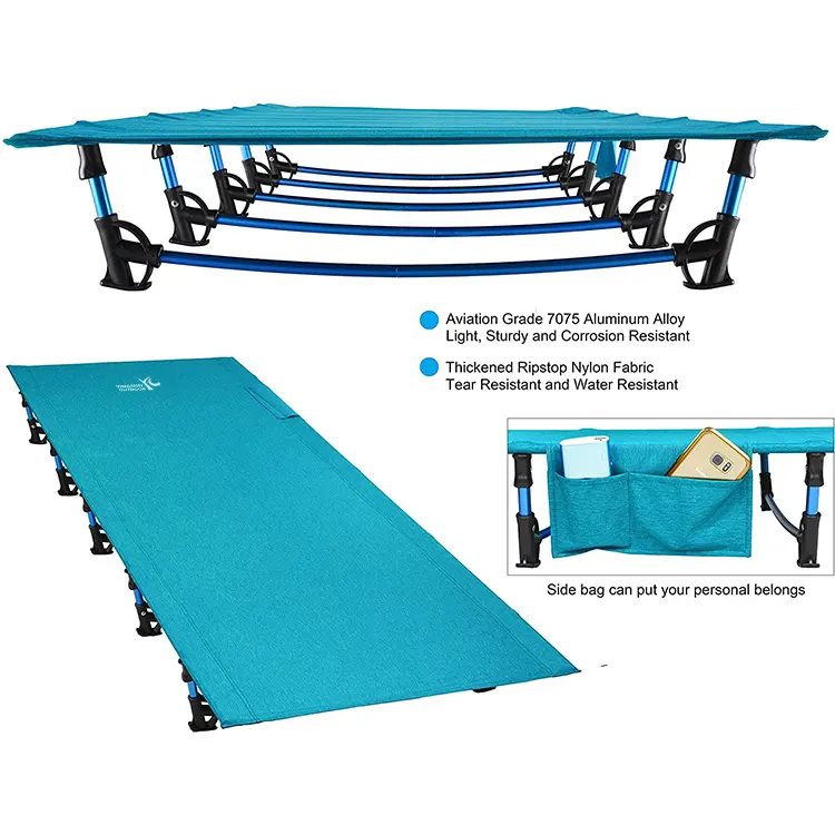 Wholesale Customized Ultralight Foldable Camping Bed Outdoor Portable Cot for Travel Fabric Modern Potable Foldable Bed Fram