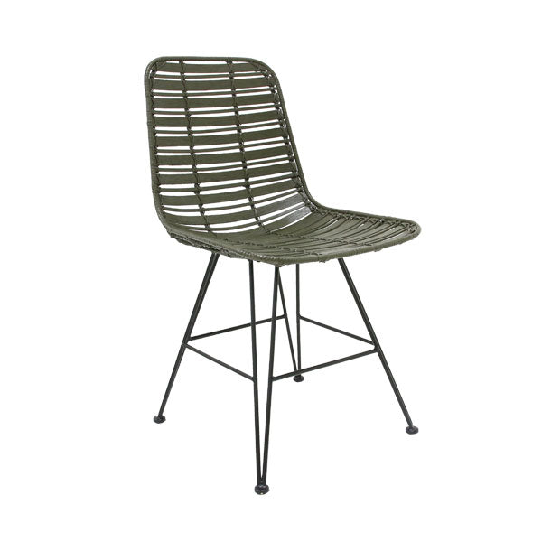 Rattan dining chair - green