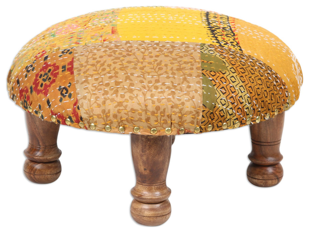 Novica Handmade Morning Sunshine Upholstered Ottoman Footstool   Traditional   Footstools And Ottomans   by NOVICA  Houzz