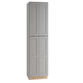 Home Decorators Collection Tremont Assembled 24x96x24 in. Plywood Shaker Utility Kitchen Cabinet Soft Close 4 rollouts in Painted Pearl Gray U242496-4T-TPG