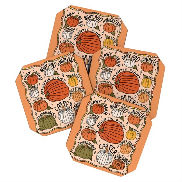 Doodle By Meg Types Of Pumpkins Coaster Set Deny Designs