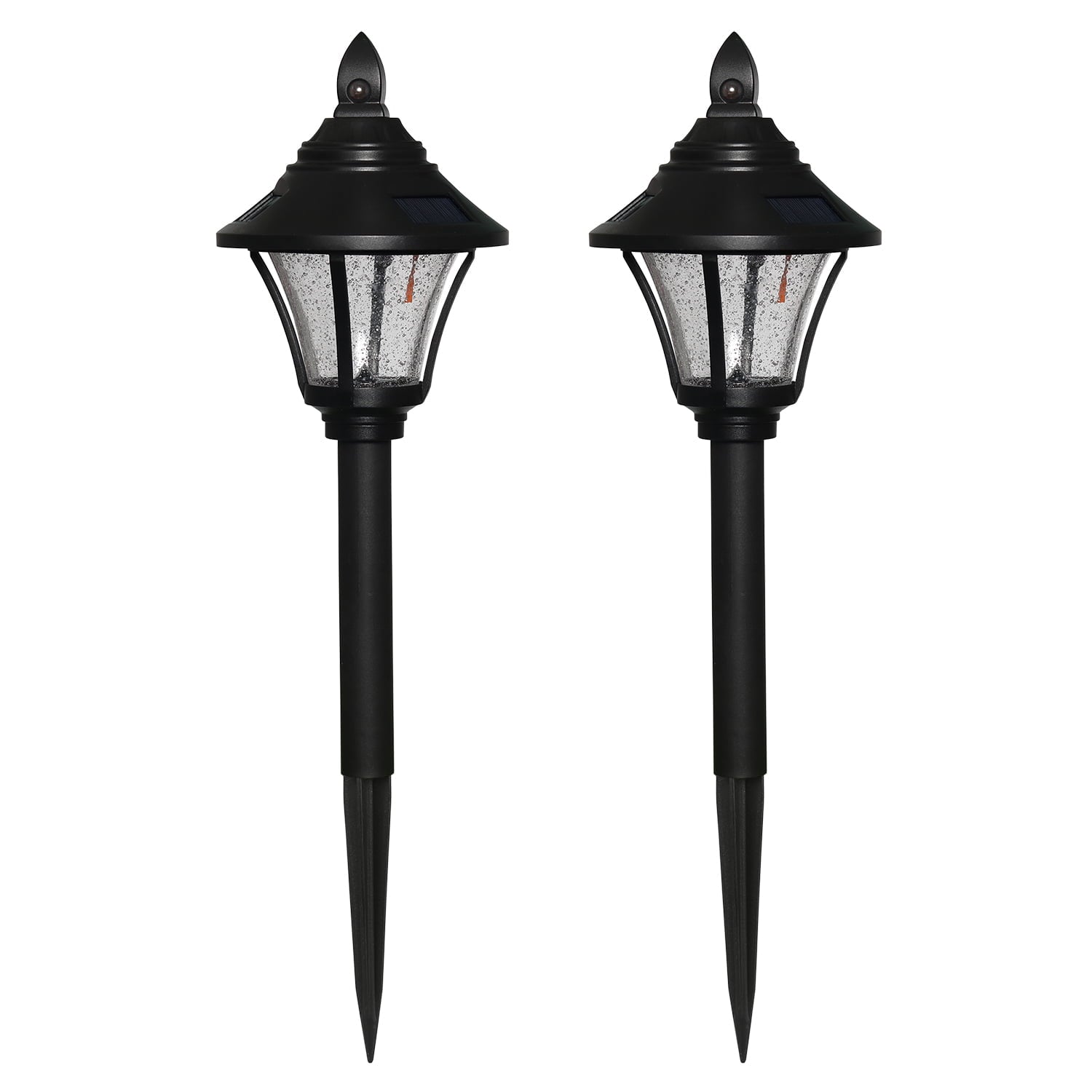 Mainstays Solar Powered Black Motion Activated LED Path Light， 100 Lumens， (2 Count)