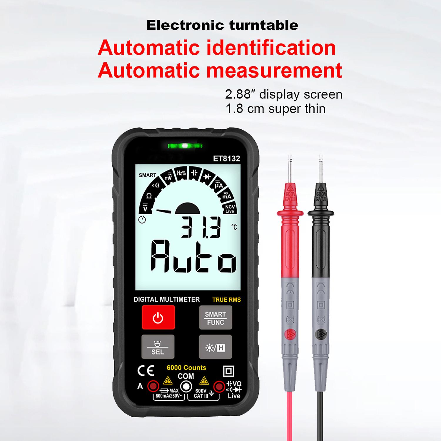 Tooltop Et8132 2.88 Inch Display Screen Handheld High Accuracy Digital Multimeter Ac Dc Voltage Current Resistance Frequency Capacitance Meter Automat