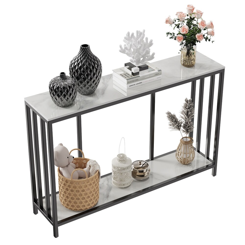 2 Tier Modern Console Table Heavy Duty Sintered Stone