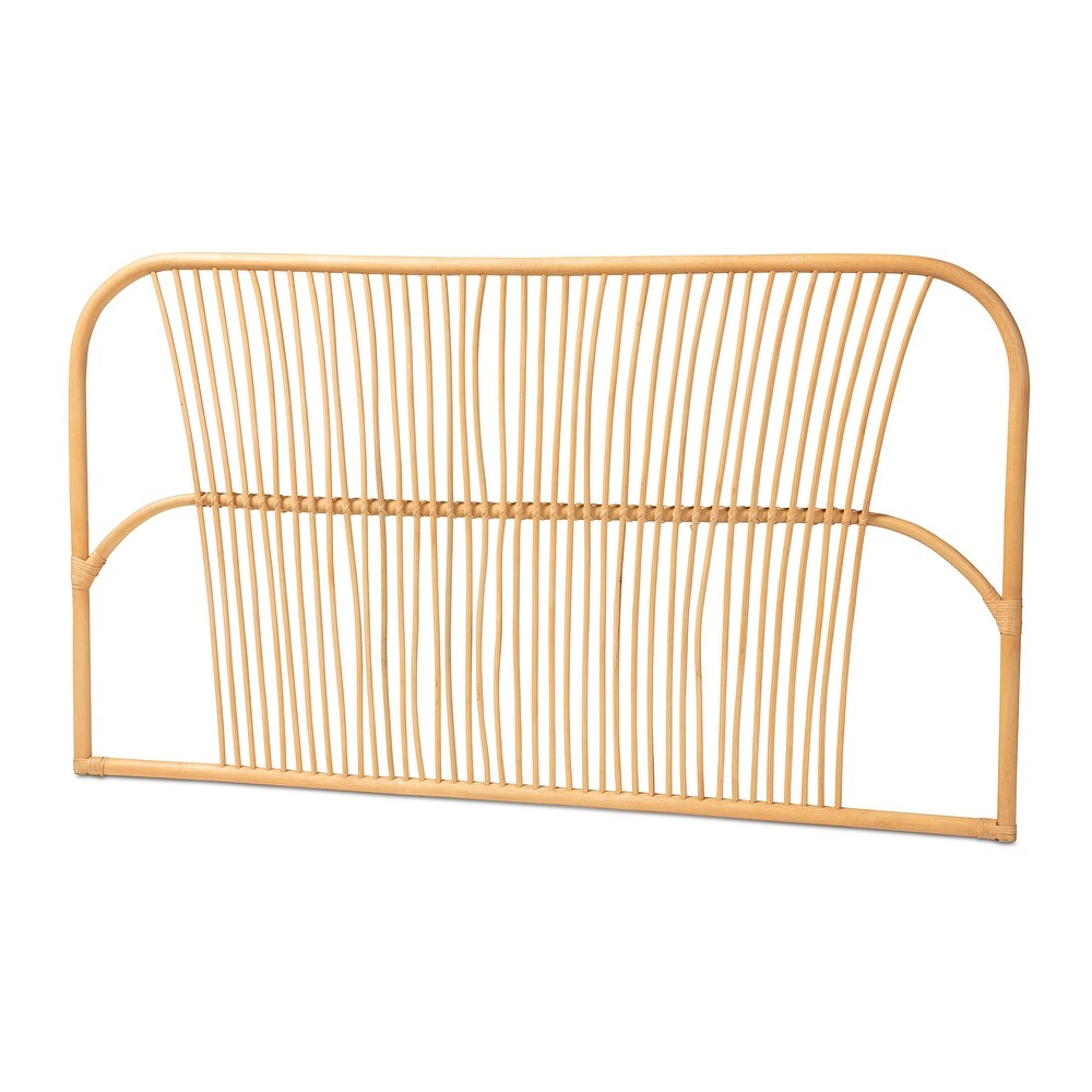 Laina Modern Bohemian Natural Rattan Wall mountable Headboard Queen