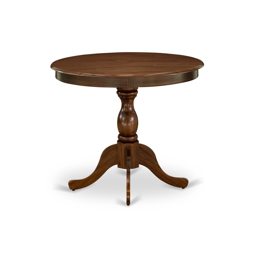 East West Furniture Dining Room Table   a Round kitchen Table Top with Pedestal Base  (Finish Options Available)