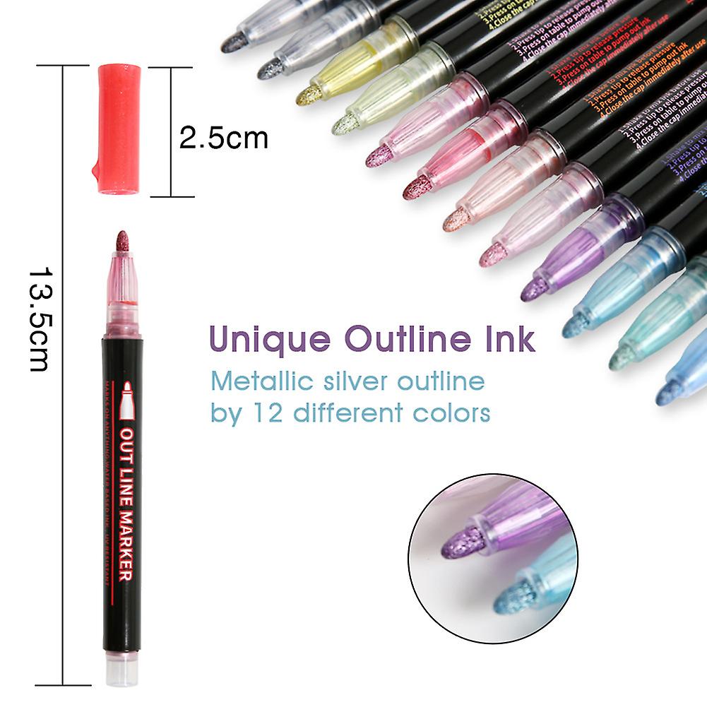 12 Marker Pen For Highlight Painting Kit For Painting Rocks Pebbles Glass Water Based Waterproof(a)