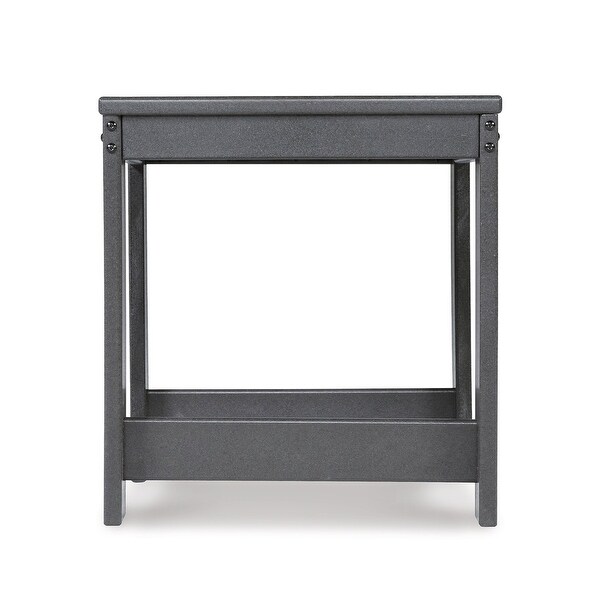 Wigo 22 Inch Outdoor Side End Table，Slatted Top，Modern Charcoal Gray