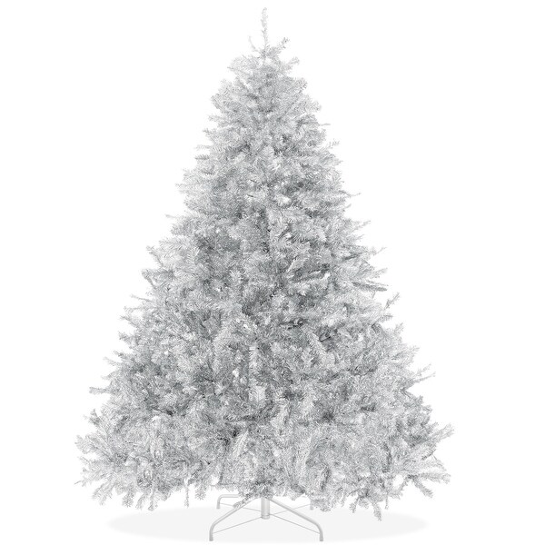 7.5FT Silver Artificial Holiday Christmas Tree with Metal Stand