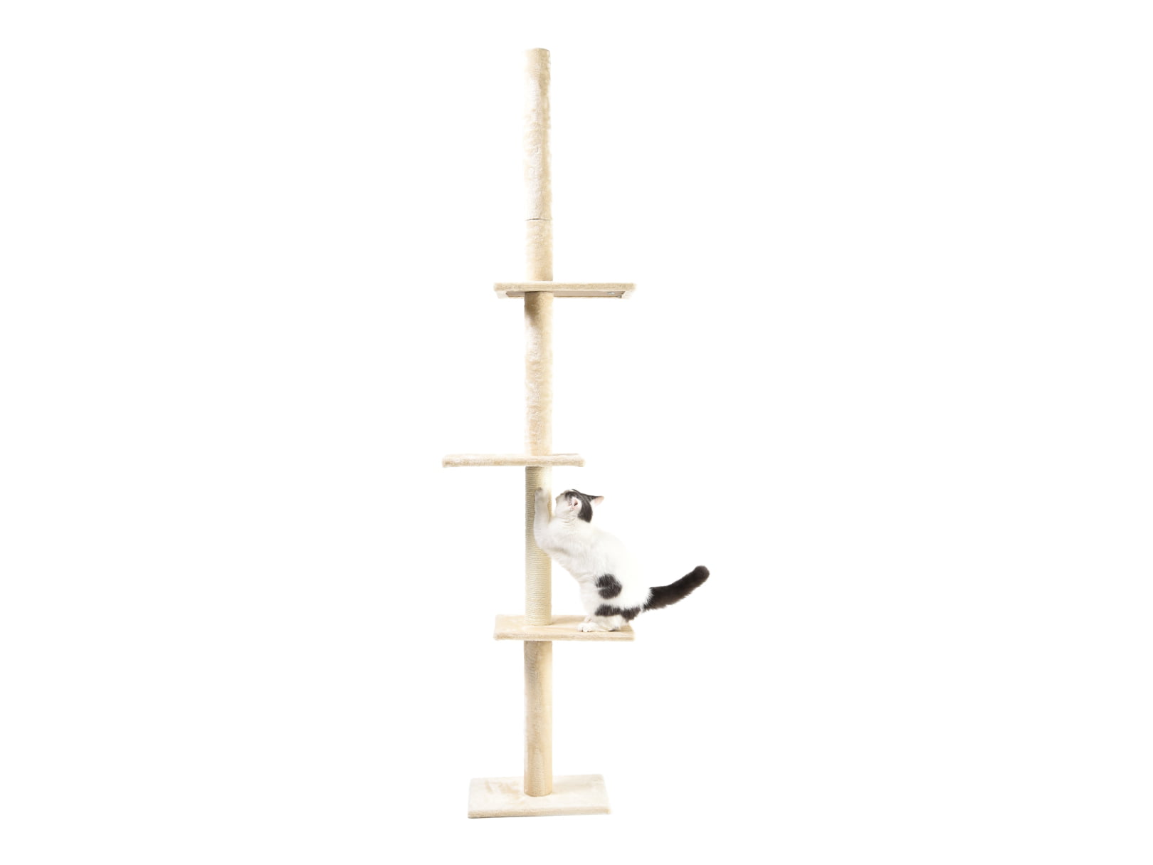 Cat Craft 4-Level Adjustable Floor to Ceiling Cat Tree with Sisal Post (7.5-9' Ceiling) Cream