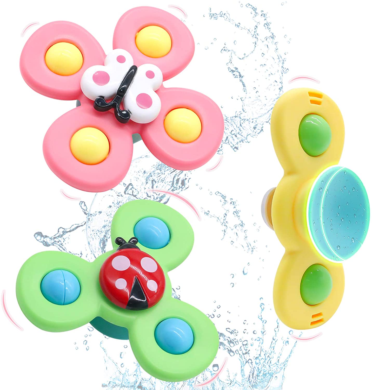 Suction Cup Spinner Toys， Infant Baby Children Toys 6-12-19 Months Baby Rattles Toy， Sensory Toys Bathtub Bath Toys Spinning Toy for Toddler