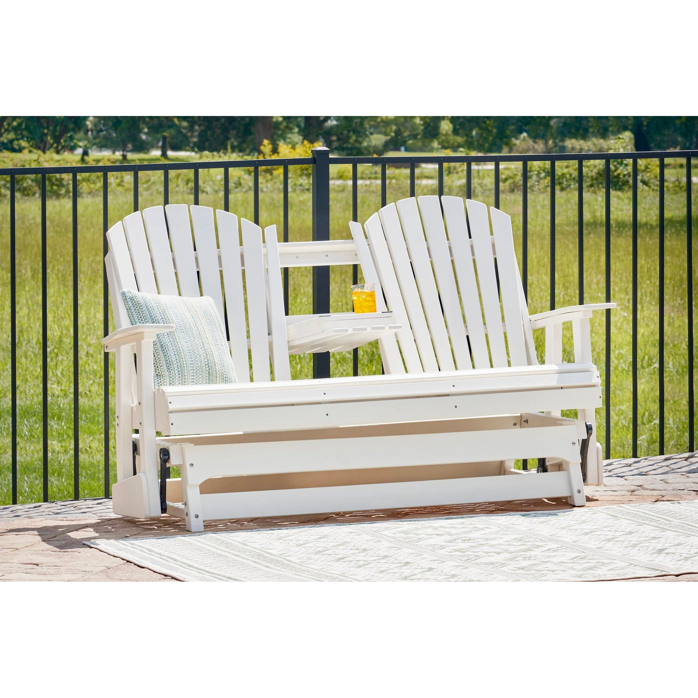 Poly White Outdoor 67 Swivel Glider Loveseat