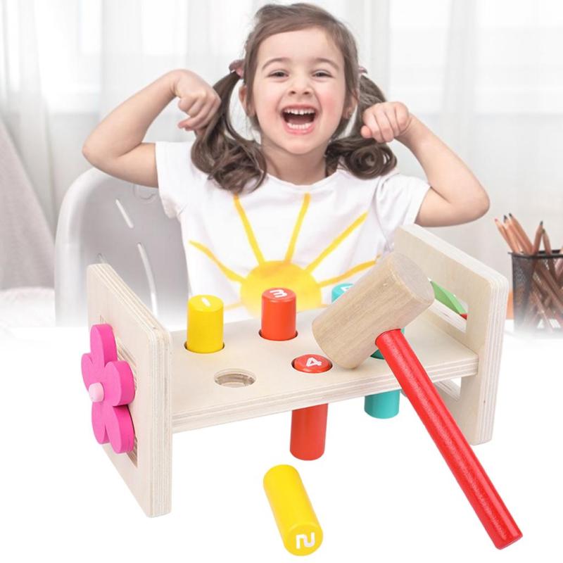 Wooden Toys Pounding Bench with Mallet Move It! Developmental Wooden Toy Deisgned for Children Ages 18+ Months