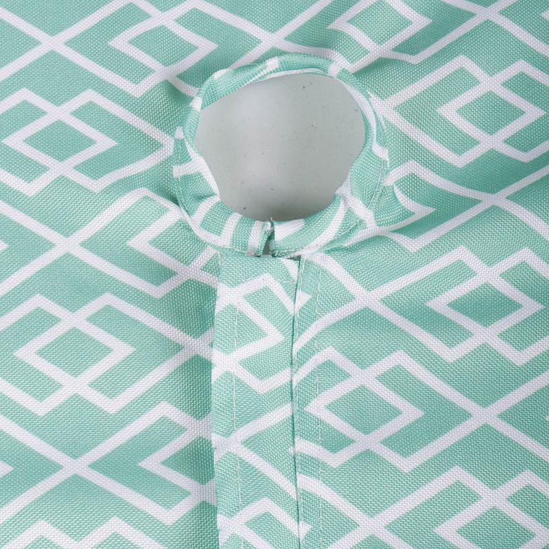 Aqua Green and White Diamond Pattern Outdoor Round Tablecloth with Zipper 60”