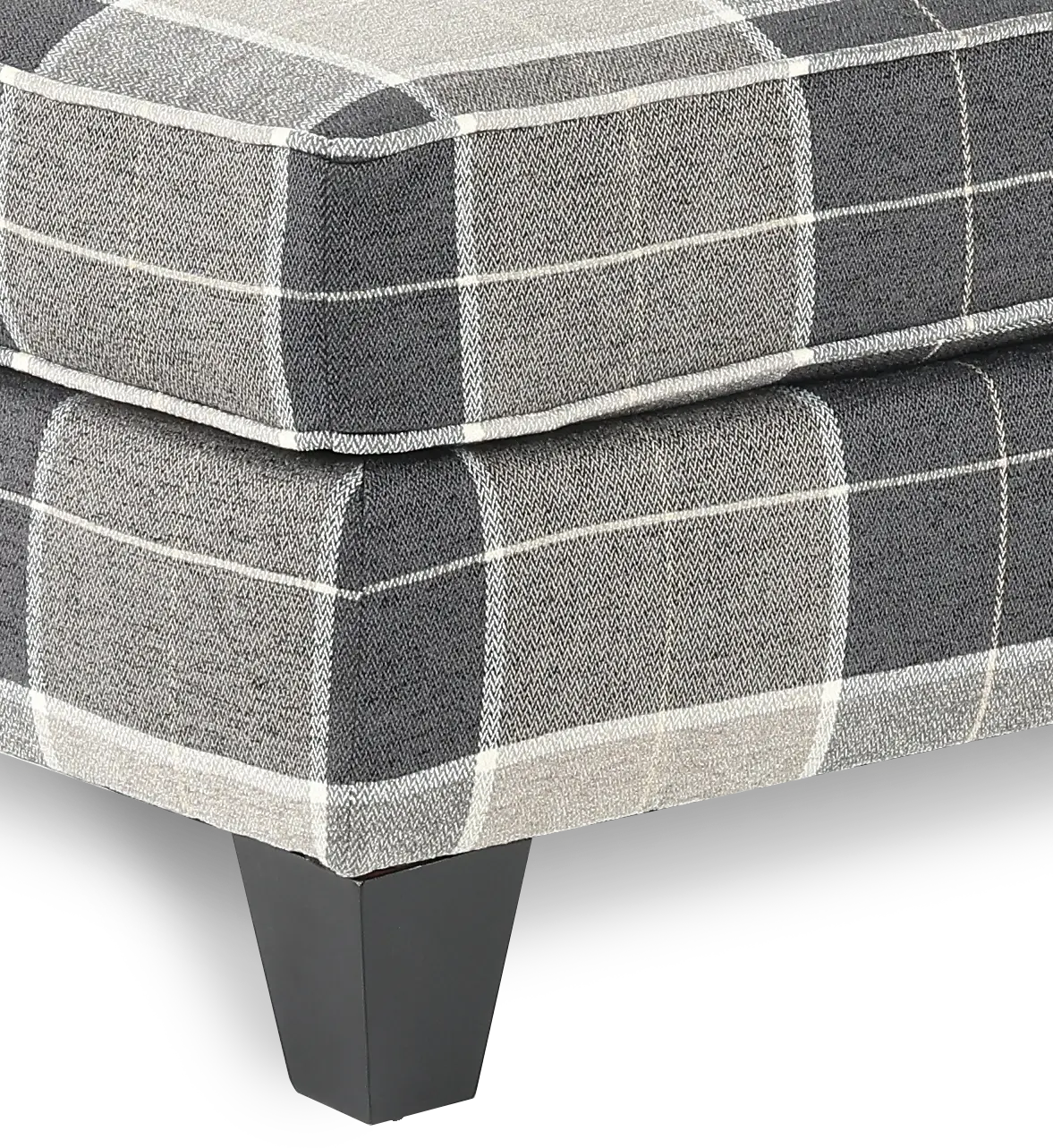 Storm Gray Plaid Accent Ottoman