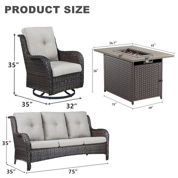 Patio Sofa Sets with Fire Pit Table