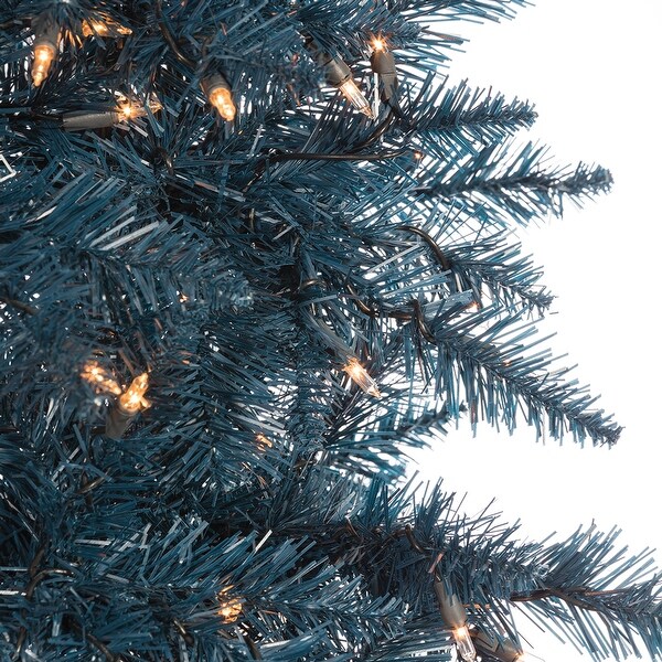 4 ft. Pre Lit Clear UL Dark Blue Tuscany Tinsel Tree