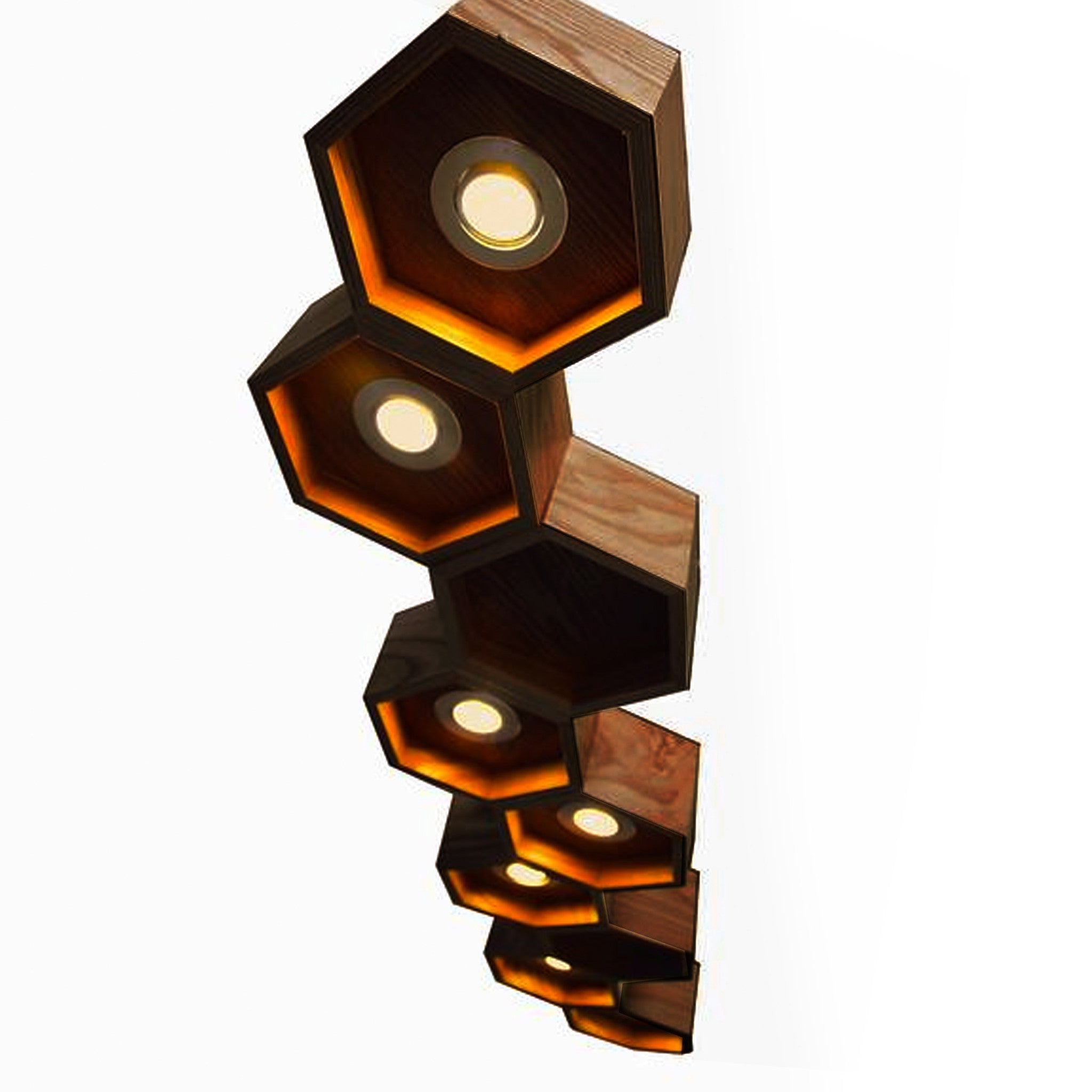 Pre Order 25 Days Delivery Honeycomb Solid Wood Pendant Lamp With Led Bulbs Bp0687-9W