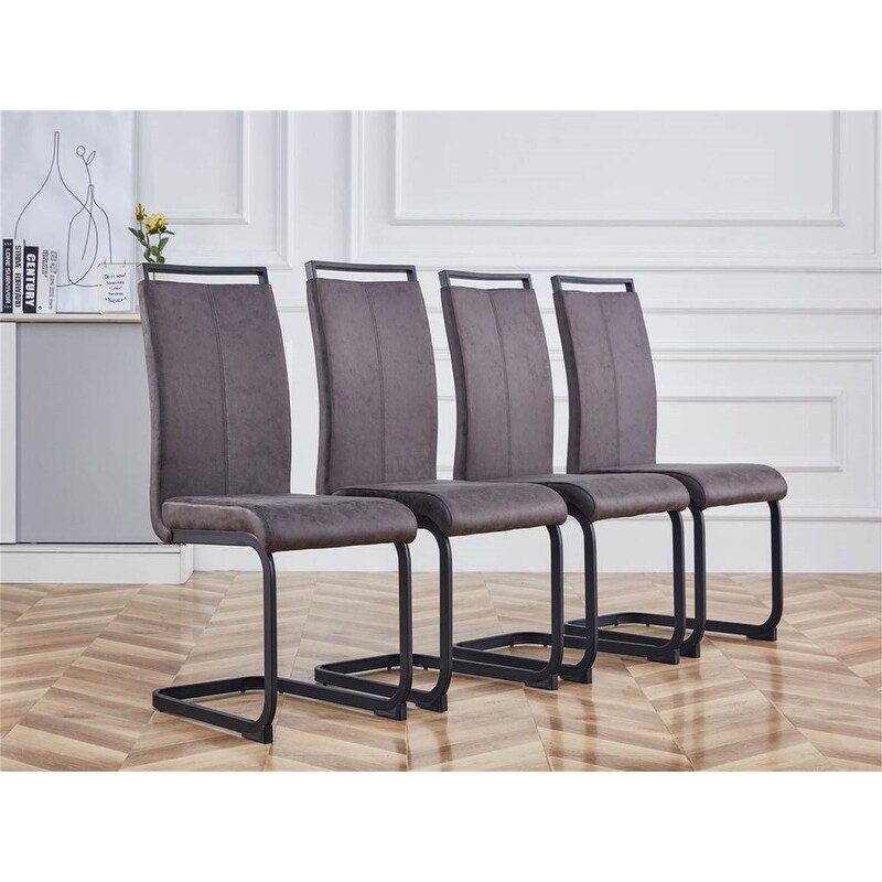 Modern Dining Chairs with Faux Leather Padded Seat and Metal Legs，Set of 4