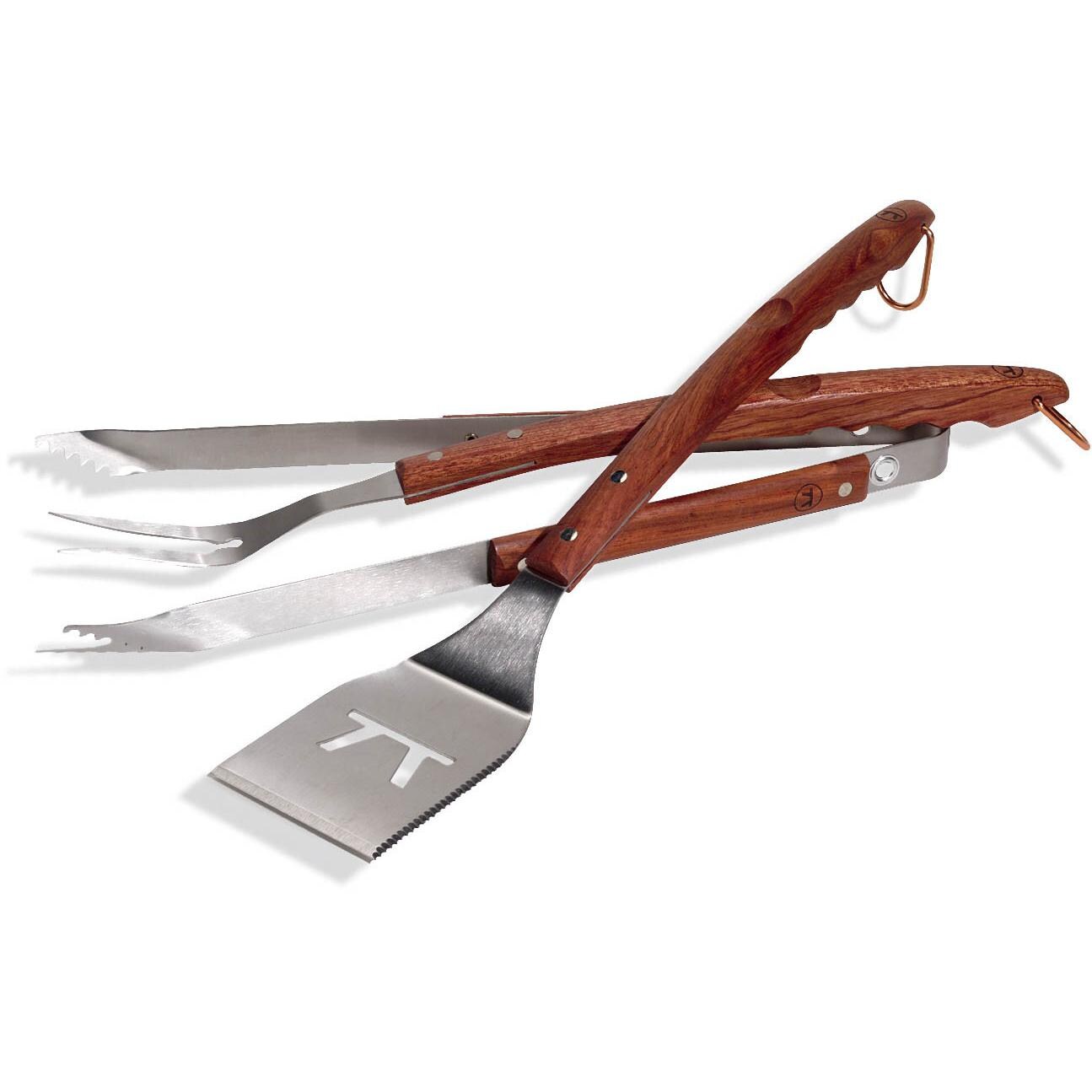 Outset 3-Piece Rosewood Stainless Steel BBQ Tool Set