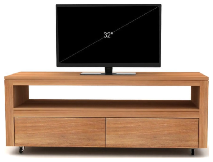 Solid Teak Minimalist TV Stand  Tikamoon Anoa   Transitional   Entertainment Centers And Tv Stands   by Oroa   Distinctive Furniture  Houzz