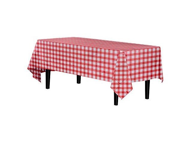 Crown Display 12 Pack Premium Plastic Red Gingham Tablecloth 54 Inch X 108 Inch