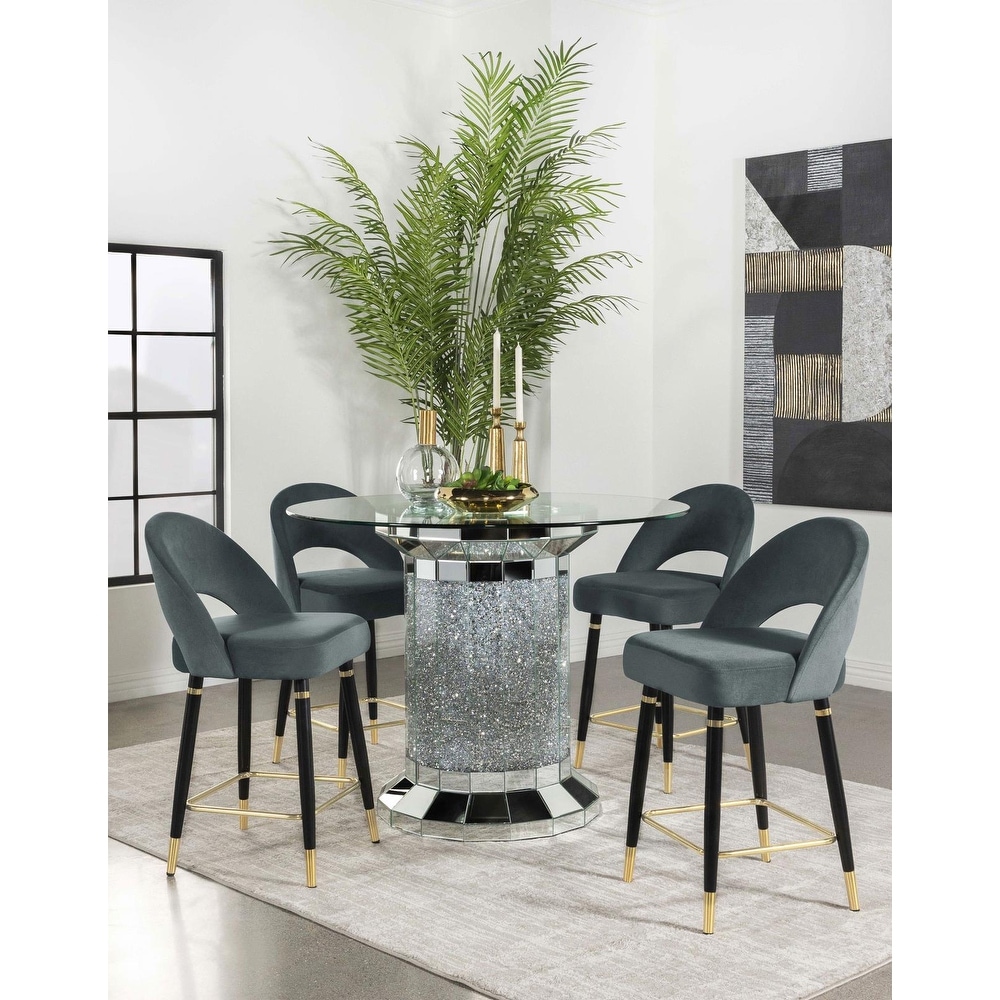 Coaster Furniture Ellie Black / Mirror Glass Counter Height Table Set