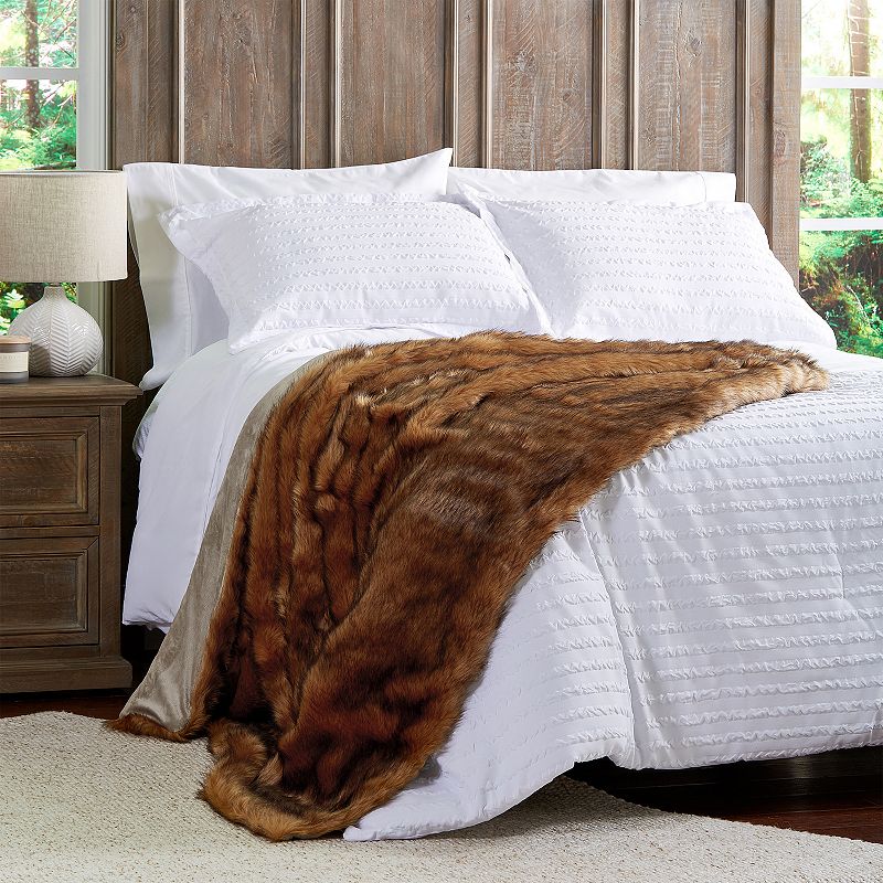 Portsmouth Home Chinchilla Faux Fur Throw Blanket