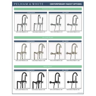 PELHAM  WHITE Modern 3-Handle Wall Mount Tub Faucet with Handshower and Hose Cross Handles in Brushed Nickel PW82411-C-BN