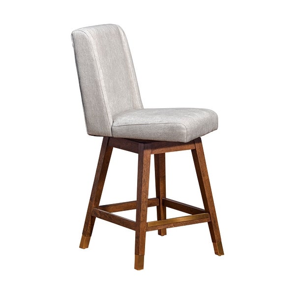 Stancoste Swivel Bar or Counter Stool in Oak Wood Finish with Fabric