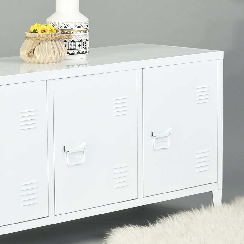 Storage Cabinet 3 Door Dresser Free Standing Storage Organizer for Livingroom Metal Cupboard Sideboard Buffet Storage Chest